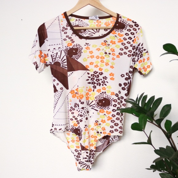 Vintage Tops - True Vintage 1960s Retro Bodysuit Top